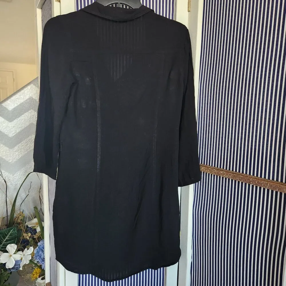 Guess Black Mini Shirt Dress with pockets Size S - Picture 4 of 4